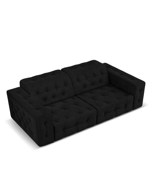 Canapé Velours Aldo 3 Places noir - 204x102x70 cm