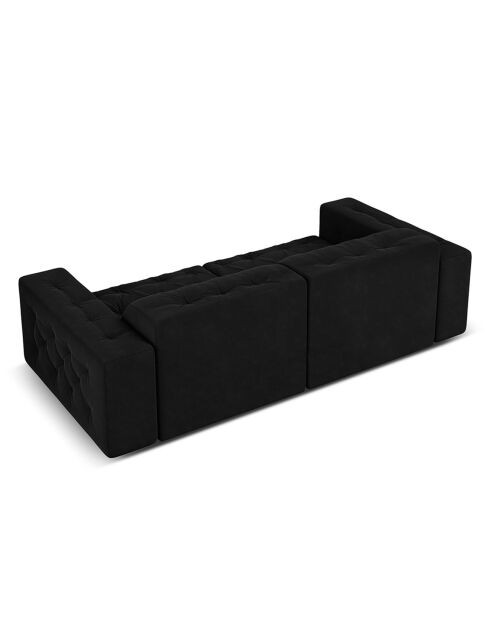 Canapé Velours Aldo 3 Places noir - 204x102x70 cm