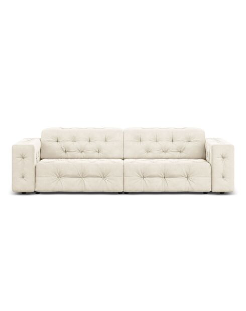 Canapé Velours Aldo 4 Places beige clair - 244x102x70 cm