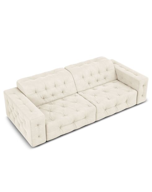 Canapé Velours Aldo 4 Places beige clair - 244x102x70 cm