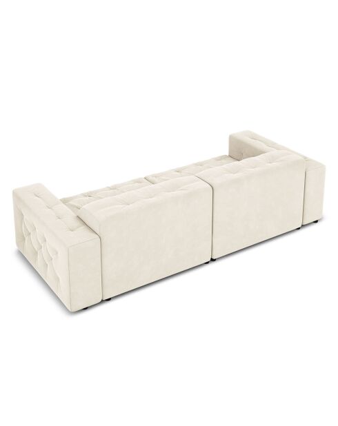 Canapé Velours Aldo 4 Places beige clair - 244x102x70 cm