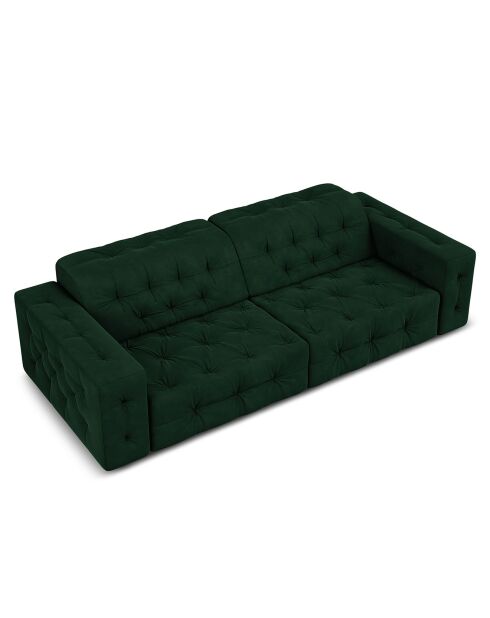 Canapé Velours Aldo 4 Places vert bouteille - 244x102x70 cm
