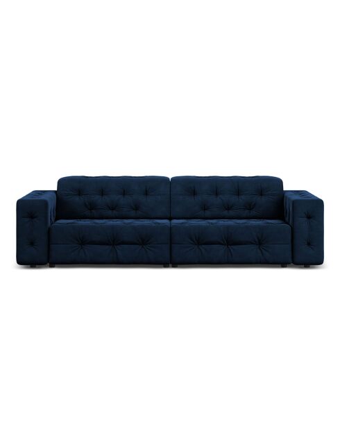 Canapé Velours Aldo 4 Places bleu roi - 244x102x70 cm