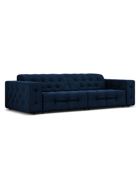Canapé Velours Aldo 4 Places bleu roi - 244x102x70 cm