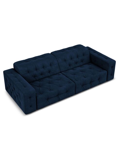 Canapé Velours Aldo 4 Places bleu roi - 244x102x70 cm