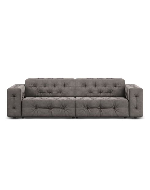 Canapé Velours Aldo 4 Places gris clair - 244x102x70 cm