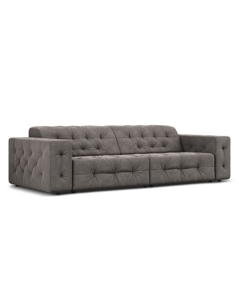 Canapé Velours Aldo 4 Places gris clair - 244x102x70 cm