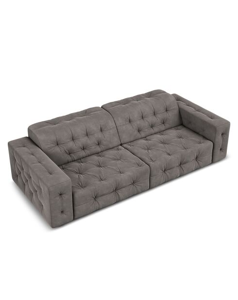 Canapé Velours Aldo 4 Places gris clair - 244x102x70 cm