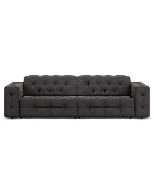 Canapé Velours Aldo 4 Places gris foncé - 244x102x70 cm