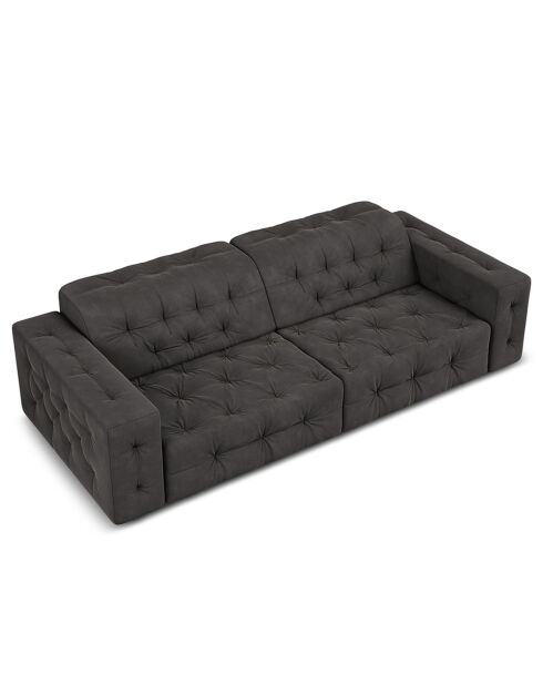 Canapé Velours Aldo 4 Places gris foncé - 244x102x70 cm