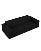 Canapé Velours Aldo 4 Places noir - 244x102x70 cm