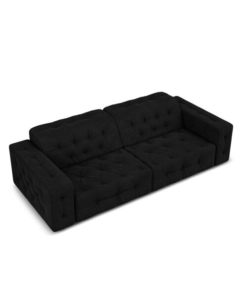 Canapé Velours Aldo 4 Places noir - 244x102x70 cm