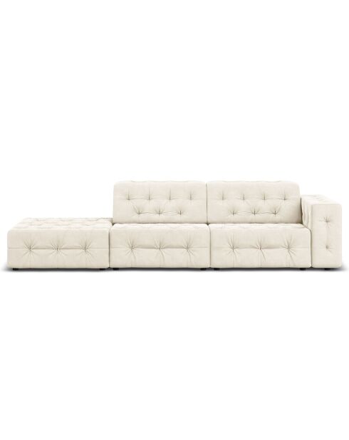 Canapé Gauche Velours Aldo 3 Places beige clair - 262x102x70 cm