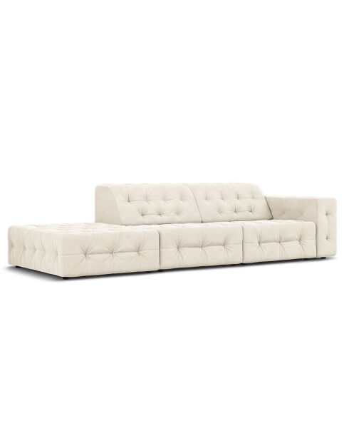 Canapé Gauche Velours Aldo 3 Places beige clair - 262x102x70 cm