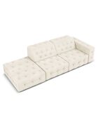 Canapé Gauche Velours Aldo 3 Places beige clair - 262x102x70 cm