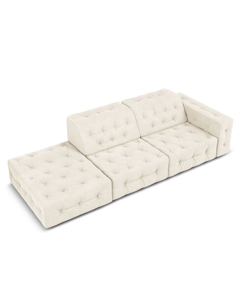 Canapé Gauche Velours Aldo 3 Places beige clair - 262x102x70 cm
