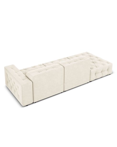 Canapé Gauche Velours Aldo 3 Places beige clair - 262x102x70 cm