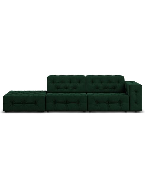 Canapé Gauche Velours Aldo 3 Places vert bouteille - 262x102x70 cm