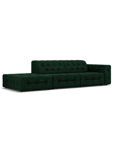 Canapé Gauche Velours Aldo 3 Places vert bouteille - 262x102x70 cm