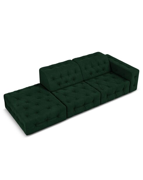 Canapé Gauche Velours Aldo 3 Places vert bouteille - 262x102x70 cm