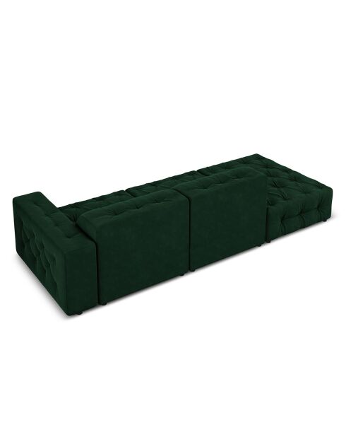 Canapé Gauche Velours Aldo 3 Places vert bouteille - 262x102x70 cm