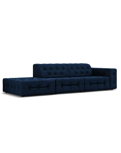 Canapé Gauche Velours Aldo 3 Places bleu roi - 262x102x70 cm