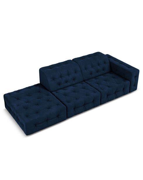 Canapé Gauche Velours Aldo 3 Places bleu roi - 262x102x70 cm