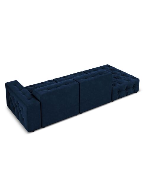Canapé Gauche Velours Aldo 3 Places bleu roi - 262x102x70 cm
