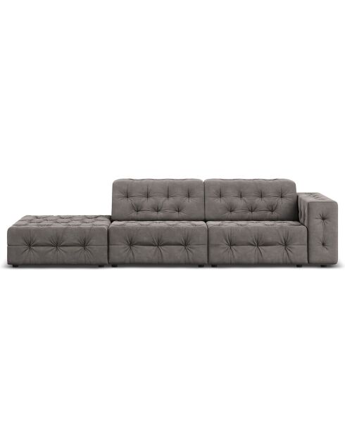 Canapé Gauche Velours Aldo 3 Places gris clair - 262x102x70 cm