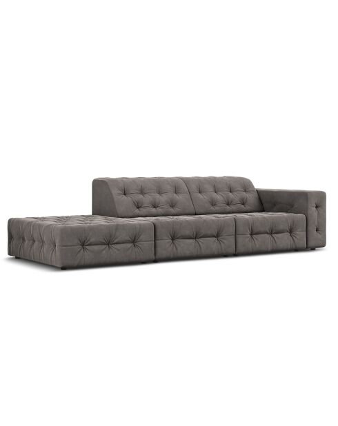 Canapé Gauche Velours Aldo 3 Places gris clair - 262x102x70 cm