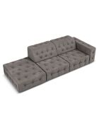 Canapé Gauche Velours Aldo 3 Places gris clair - 262x102x70 cm