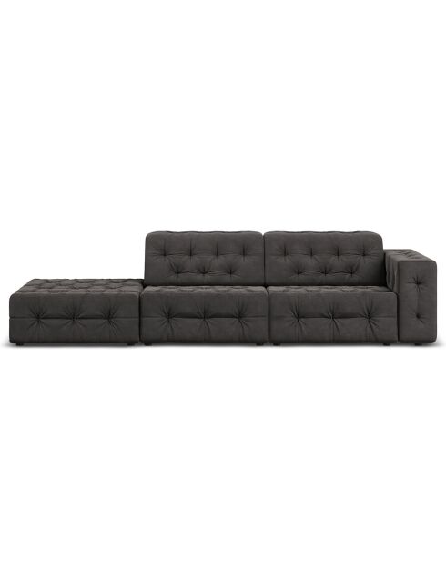 Canapé Gauche Velours Aldo 3 Places gris foncé - 262x102x70 cm
