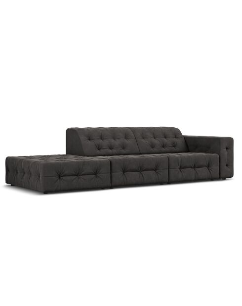Canapé Gauche Velours Aldo 3 Places gris foncé - 262x102x70 cm