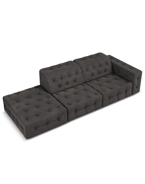 Canapé Gauche Velours Aldo 3 Places gris foncé - 262x102x70 cm