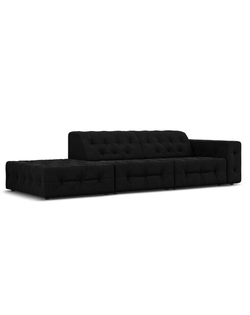 Canapé Gauche Velours Aldo 3 Places noir - 262x102x70 cm