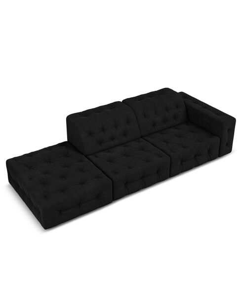 Canapé Gauche Velours Aldo 3 Places noir - 262x102x70 cm