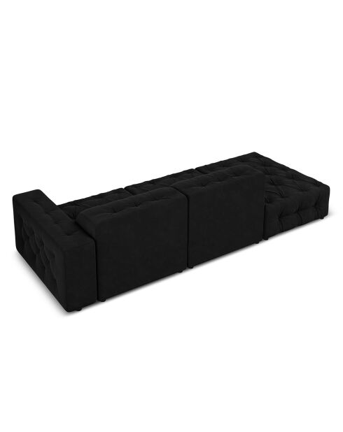 Canapé Gauche Velours Aldo 3 Places noir - 262x102x70 cm
