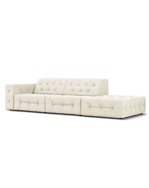 Canapé Droit Velours Aldo 3 Places beige clair - 262x102x70 cm