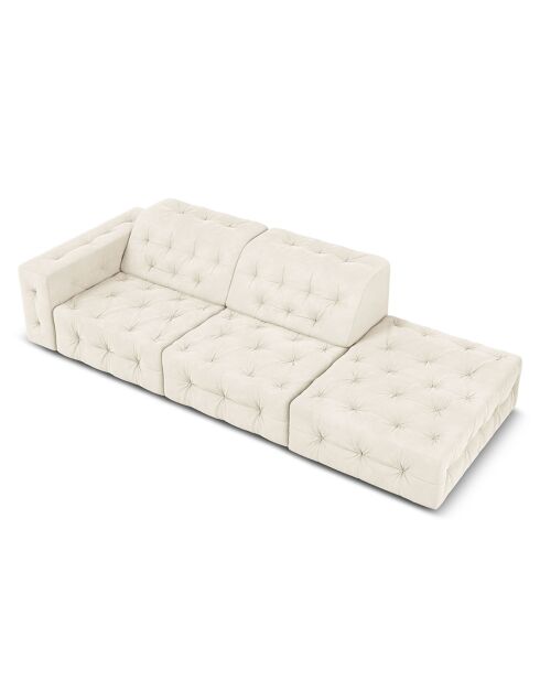 Canapé Droit Velours Aldo 3 Places beige clair - 262x102x70 cm