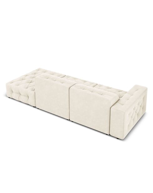 Canapé Droit Velours Aldo 3 Places beige clair - 262x102x70 cm