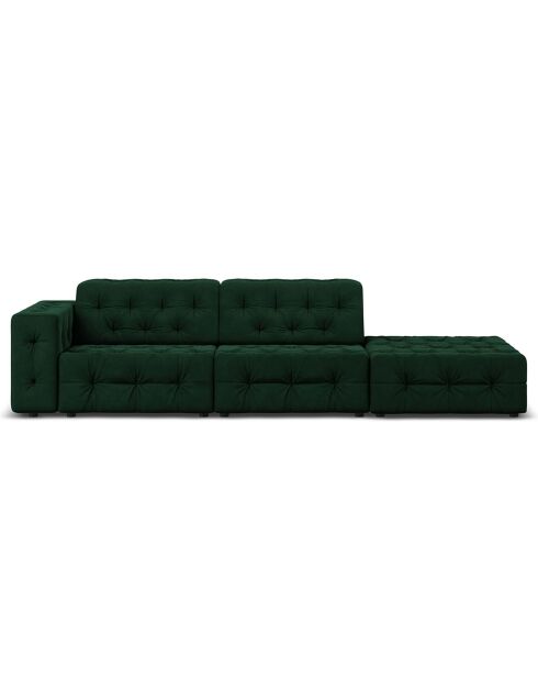 Canapé Droit Velours Aldo 3 Places vert bouteille - 262x102x70 cm