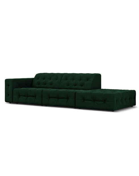 Canapé Droit Velours Aldo 3 Places vert bouteille - 262x102x70 cm