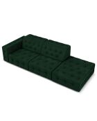 Canapé Droit Velours Aldo 3 Places vert bouteille - 262x102x70 cm