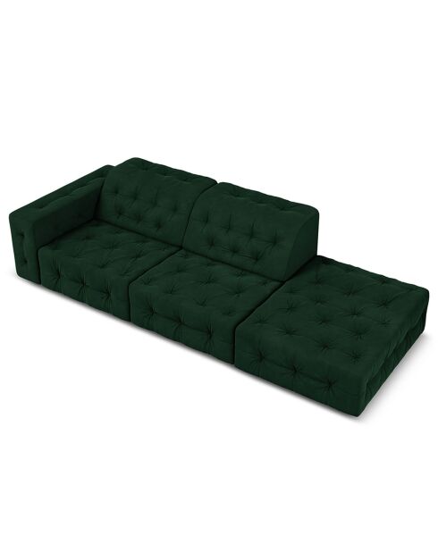 Canapé Droit Velours Aldo 3 Places vert bouteille - 262x102x70 cm