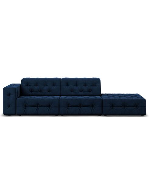 Canapé Droit Velours Aldo 3 Places bleu roi - 262x102x70 cm