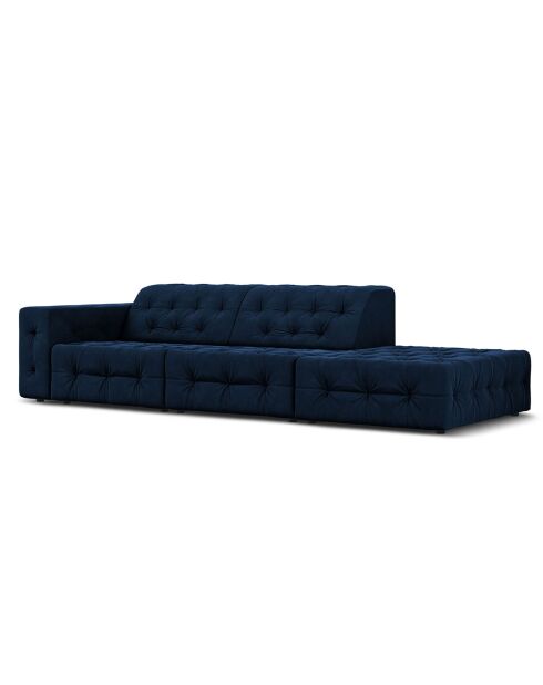 Canapé Droit Velours Aldo 3 Places bleu roi - 262x102x70 cm