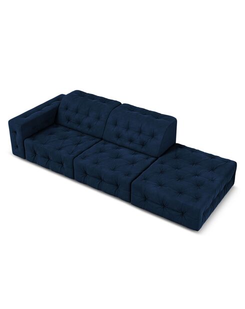 Canapé Droit Velours Aldo 3 Places bleu roi - 262x102x70 cm