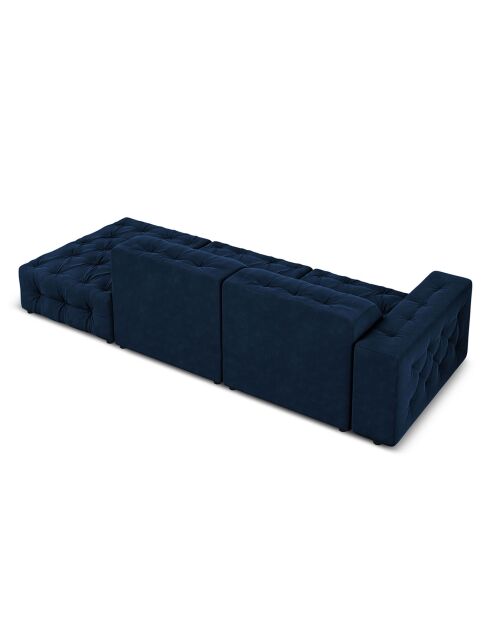 Canapé Droit Velours Aldo 3 Places bleu roi - 262x102x70 cm