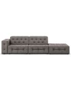 Canapé Droit Velours Aldo 3 Places gris clair - 262x102x70 cm