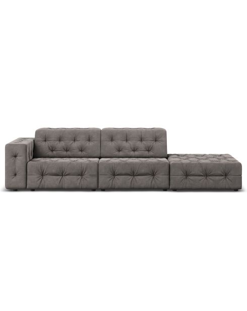 Canapé Droit Velours Aldo 3 Places gris clair - 262x102x70 cm